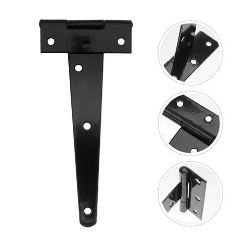 Zinc Plating T Shape Hinges Four Pack Built To Last Heavy Duty Iron Gate Door Hinge Set Rustproof Black 6 Inch Detailed View