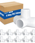 One Inch PVC Fittings Four Way Elbow Connector Ten Pack furniture grade heavy duty for DIY furniture UV resistant Schedule 40
