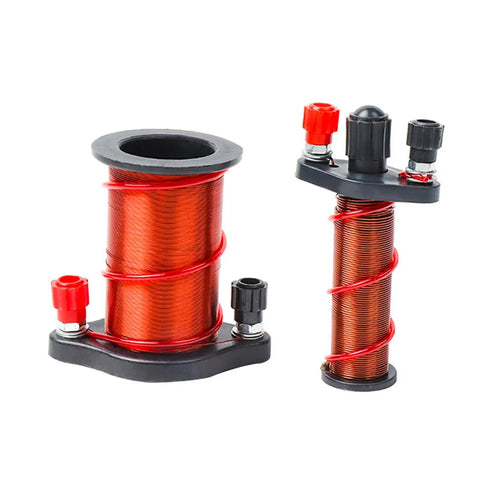 Physics Experiment Electromagnetic Induction Coil Kit for Students with copper coils and connectors.