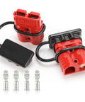1/0 AWG Battery Quick Connect Wire Harness Kit 175A Red 2 Pcs Plugs For Winch Auto Car Trailer And Electrical Devices Quick Connect Disconnect Plug Set Plug And Play, red plugs with terminals.
