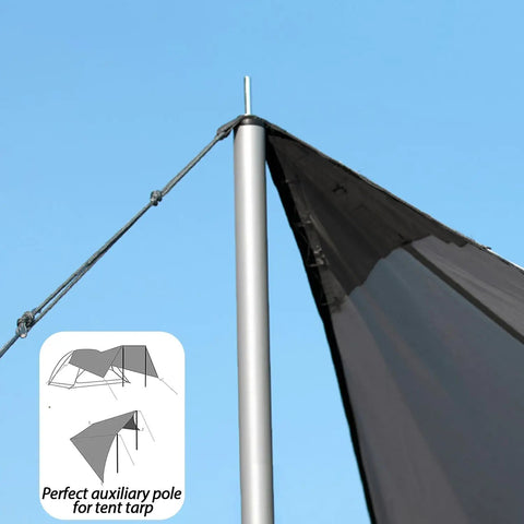 Heavy Duty Steel Tent Pole Replacement Set With 75 Inch Adjustable Rods, 0.6 Inch Diameter, 2 Pack, supporting a tarp
