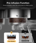 Close-up of pre-infusion feature on 20 Bar Stainless Steel Espresso Machine With LED Display And 1350W Boiler For Home Barista Vibes