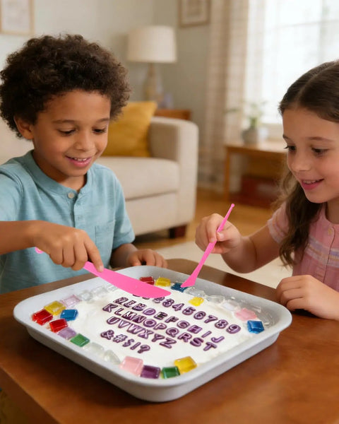 Children using 12 Piece Stepping Stone Molds Kit for Concrete Pavers Squares 4 Size Set for Garden Outdoor Pathways Mosaic Tiles DIY Craft Kit with Letter Number Stamps Carving Tools Perfect for Kids and Adults No Concrete Mix indoors