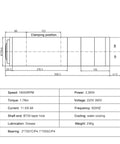 Killer 3.2 Kw Water Cooled Spindle With Auto Tool Changer Bt30 Interface For Cnc Milling technical drawing dimensions and specifications.