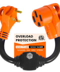30 Amp To 50 Amp RV Adapter With Built In Circuit Breaker Not For EVs TT30P To 1450R LED Power Indicator 18 Inch Cord