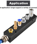Aluminum Air Manifold Block For Compressors, 6 Port Or 8 Port Inline Pneumatic Distribution shown with connectors