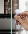 5 Pack Stick On Cabinet Handles And Drawer Pulls Three And One Quarter Inch Gray No Drill Self Adhesive in use on glass door