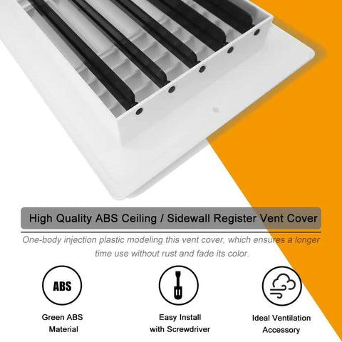 Three Way Plastic Ceiling And Wall Air Vent With Manual Adjuster For Home Office Bathroom And Toilet Duct Opening 10 By 6 Inches
