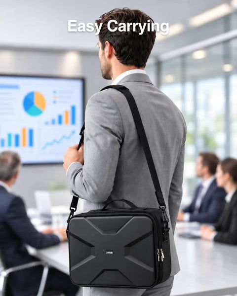 Extra Large Electronics Travel Organizer Case Heavy Duty Cord And Charger Storage Bag Premium 1680D Fabric Built Tough for easy carrying.