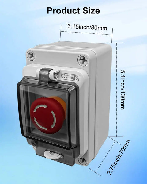 Built Tough Heavy Duty Emergency Stop Button With Waterproof Enclosure For Outdoor Use 660V 10A E Stop Switch Box IP67