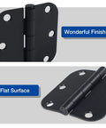 Six Pack Three Inch Matte Black Interior Door Hinges With Rounded Edges Five Eighth Inch Radius, Heavy Duty Iron Hardware, close-up view