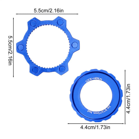 Lockring Tool For Bikes Pro Grade Lightweight Aluminum Rotor Adapter with measurements, blue color, for travel fitness outdoor cycling gear