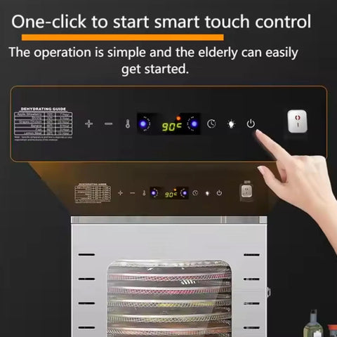 Heavy Duty 40 Tray Food Dehydrator With A Rock Solid 2400W Motor and Pinpoint 30 To 90 Degree Celsius Control touch panel