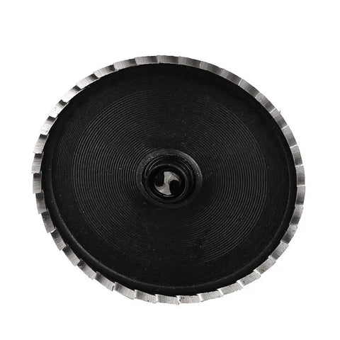 Close-up of a 65mm Hole Saw Kit With 70mm Length HSS Twist Drill Bits, showing a metal saw blade, ideal for precise cuts in wood and metal.