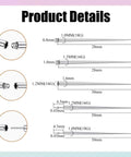 Dimensions and parts of Piercing Ball Grabber Reacher Tool with Pro Grade Stainless Steel, showing various sizes and specifications.