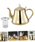 Top Shelf Stainless Steel Kettle With Extended Spout For Smooth Pours Heat Resistant Bottom Works Great On Gas Stove And Induction Cooker Go To Coffee Gear with silver filter.