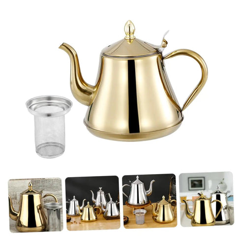 Top Shelf Stainless Steel Kettle With Extended Spout For Smooth Pours Heat Resistant Bottom Works Great On Gas Stove And Induction Cooker Go To Coffee Gear with silver filter.