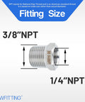 Pro Grade Stainless Steel 316 Hex Bushing Reducer Fittings Three Eighths Inch Male To One Quarter Inch Female NPT shown