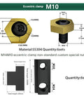 Hexagonal Eccentric Fixture Clamps Set Stainless Steel Workholding Clamps With Nuts For Thread M4 To M16, diagram view.