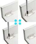 Eight Piece 1.5 Inch 304 Stainless Steel Butt Hinges for cabinets shown being installed with screws in a silver finish for furniture.
