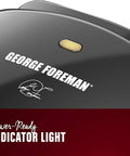 Compact Space Saver Two Serving Grill And Panini Press with power indicator light and George Foreman logo