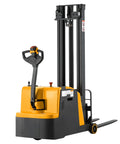 Tory Full Electric Pallet Stackers 1200 Lb Capacity With Tilt Forks, compact design with lift and handle for warehouse tasks.