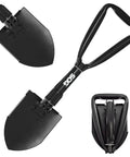 Foldable Survival Shovel With Wood Saw Edge 18.25 Inch E Tool Tactical Shovel Carry Case Built For Camping Hunting Outdoor Prep And Emergency Use Black