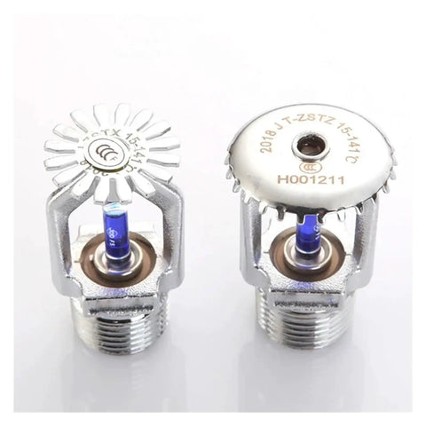 141C Automatic Fire Sprinkler Head Crafted For Straight Up Pendent Or Upright Water Spray Systems Heat Triggered Fo Real Quick Mount and solid home safety shield, silver finish.