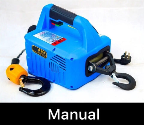 Portable Electric Hoist With Durable Steel Wire Rope Built Like A Tank Handles Heavy Loads Without Breaking A Sweat Smooth Remote Control And Reliable Motor Make Work A Breeze, blue design with hooks and power plug.