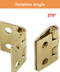 Tiny Brass Hinges Pack Of 50 Pieces Measuring 0.31 By 0.39 Inches For Mini Cabinets Jewelry Boxes Dollhouse DIY Craft With Mounting Screws Great For Small Box Hinges And Tiny Cabinet Doors Zorveiio, showing rotation angle.