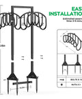 Heavy Duty Metal Freestanding Hose Holder That Holds Two 150 Ft Hoses Rustproof Garden Hose Storage With Four Spikes shown disassembled