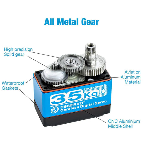 Beefy 35Kg Digital RC Servo With All Metal Gear Coreless Motor Waterproof For RC Robots Cars Trucks 270 Degree Control