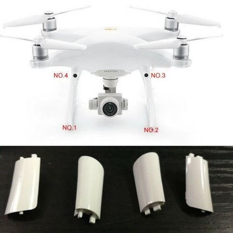Durable Landing Gear Cover Replacement Parts Set For Phantom 4 Pro And Phantom 4 Advanced 4 Pack shown with drone and covers