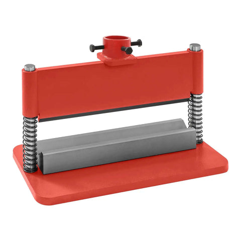 12 Inch Press Brake Attachment For 12 Or 20 Ton Hydraulic Workshop Presses With 0 To 90 Degree Adjustable Bend Shown.