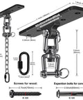 Heavy Duty Hammock Chair Hardware Kit With Chain And Swivel, 360 Degree Rotation, 600 Lb Capacity, detailed measurements