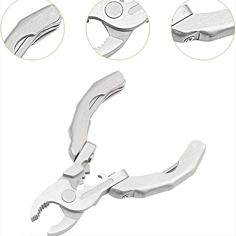 9-In-1 Keychain Multitool Pliers With Wire Cutter Stripper Crimper Bottle Opener And Screwdrivers, Stainless Steel Compact Pocket Tool Open View