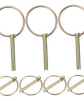 8 Piece Plated Safety Pin Assortment Kit And Lynch Pins For Farm Equipment, Pro Grade Spring Loaded Quick Disconnect Pins With Self Locking Rings, Durable Tractor And Machinery Locking Pins, plated steel set