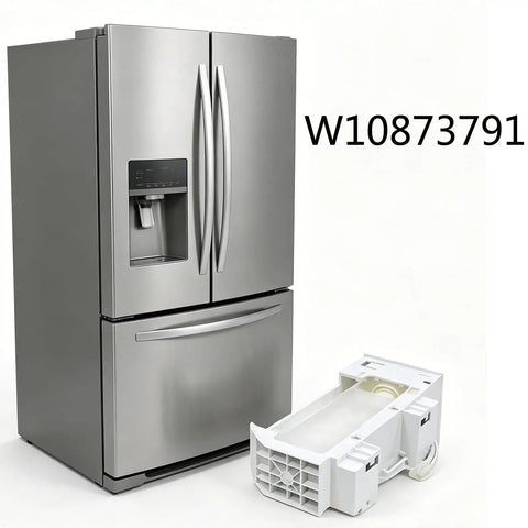 Replacement Ice Maker Assembly For W10873791 Fits W10760070 W10798411 W10847507 W11130444 W11646278 DIY Friendly Easy Install Ice Machine Kit For Refrigerator Accessories, white ABS