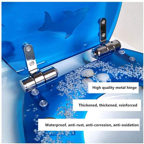 Dead Silent Soft Close Toilet Seat With Quick Release Hinges And Automatic Lowering featuring high quality chrome hinges and waterproof design.