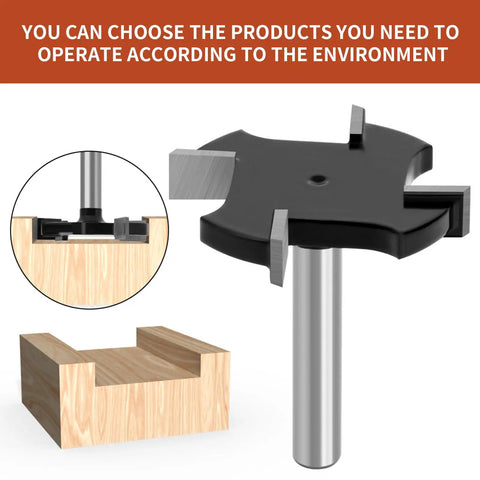 CNC Spoilboard Surfacing Router Bit With 1/4 Inch Shank, Extra Large 1-1/2 Inch Cutting Diameter for slab flattening on wood