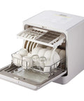 Compact Countertop Dishwasher With Four Smart Wash Cycles And Built In Water Tank Knocks Out Daily Cleanup Zero Hassle LED display showing dishes inside.