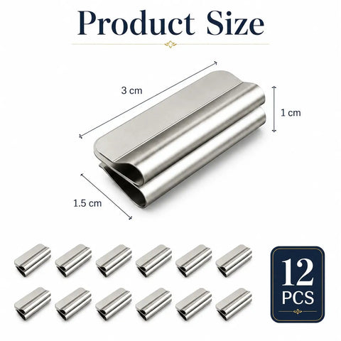 Heavy Duty Magnetic Curtain Clips For Blackout Windows With Beefy Adhesive Backing No Drill Hassle For Bedroom Office Or Bath Sweet Upgrade To Total Darkness And Snug Privacy Vibe, showing 12 silver clips dimensions.