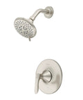 Weller Single Handle Shower Trim Kit With Dope Multi Function Shower Head Five Spray Modes Rain Massage Brushed Nickel Finish