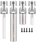 2 Pack Steel CVD Driveshafts For 1 To 18 TRX4 M K10 F150 RC Crawler Upgrades Silver Beefy Heavy Duty Connection For Smooth Power Transfer And Precision Fit Ideal RC Crawler Upgrade For Stability And Durability. Steel RC crawler driveshaft set with screws, showing 62mm and 87mm shafts