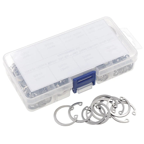 Internal Snap Ring Set 200 Pcs Stainless Steel 304 Metric Circlip Assortment Kit in box with 10 sizes shown