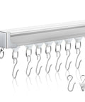 Ceiling Curtain Track Set White Heavy Duty Ceiling Mount Adjustable Length 9.8ft To 13.2ft With Clips Hooks End Caps Pulleys Hardware Included For Room Divider, white track with hooks