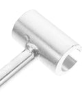 Silver heavy-duty Adjustable Hinge Wrench Dual Spanner Tool close-up, ideal for door and gate hinges, compact and portable design.