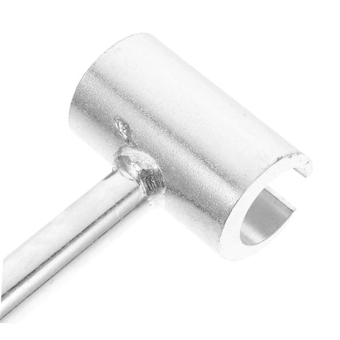 Silver heavy-duty Adjustable Hinge Wrench Dual Spanner Tool close-up, ideal for door and gate hinges, compact and portable design.