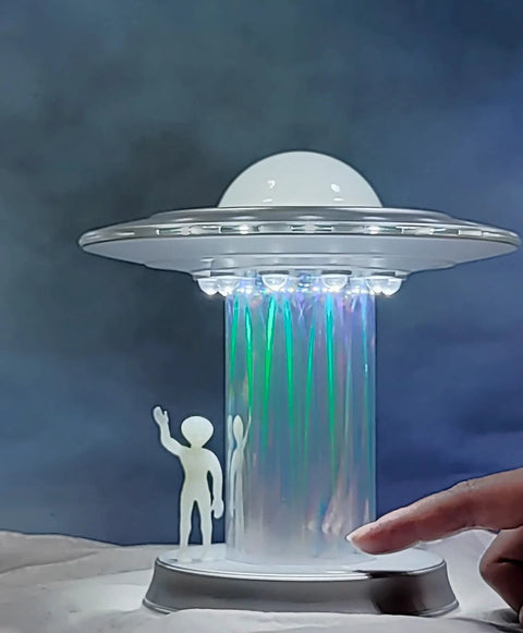UFO Lamp With Glowing Alien Figures LED Touch Sensor Night Light For Sci Fi Fans Space Decor Lovers Futuristic Mood Lighting