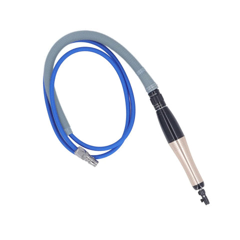 Badass 23000 RPM Pencil Die Grinder Air Tool with Heavy Duty Aluminum Alloy Body and blue air hose for precision metal work.